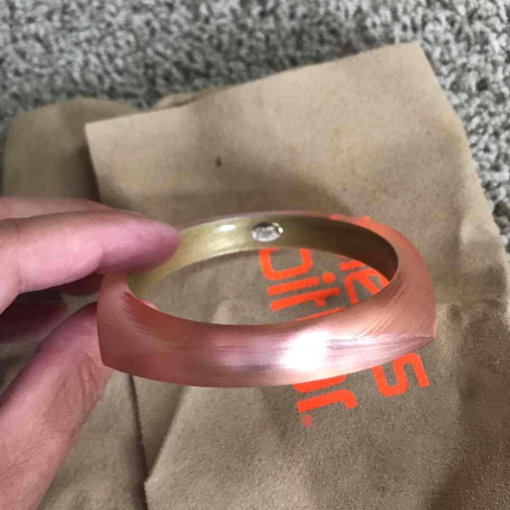 Alexis Bittar peach lucite square bangle